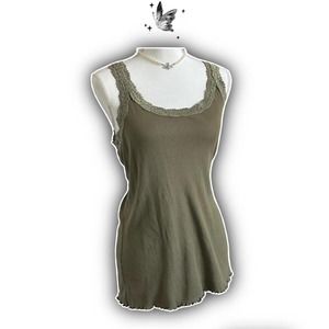 Army green cami lace top